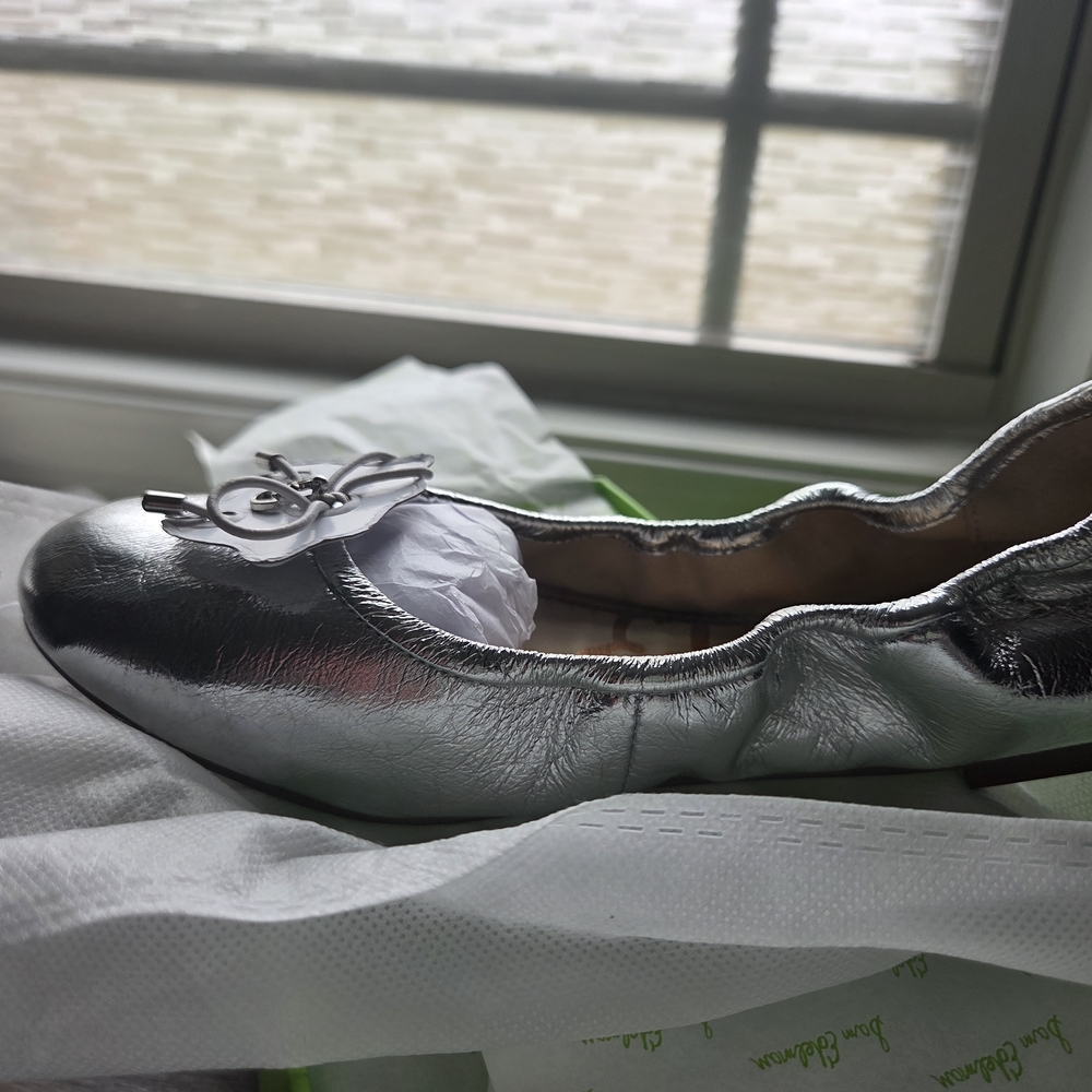 Sam Edelman Shiny Silver Ballet Flats